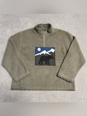 Vintage Woolrich Sherpa Fleece Jacket Womens Large 1/4 Zip Pullover Sweatshirt
